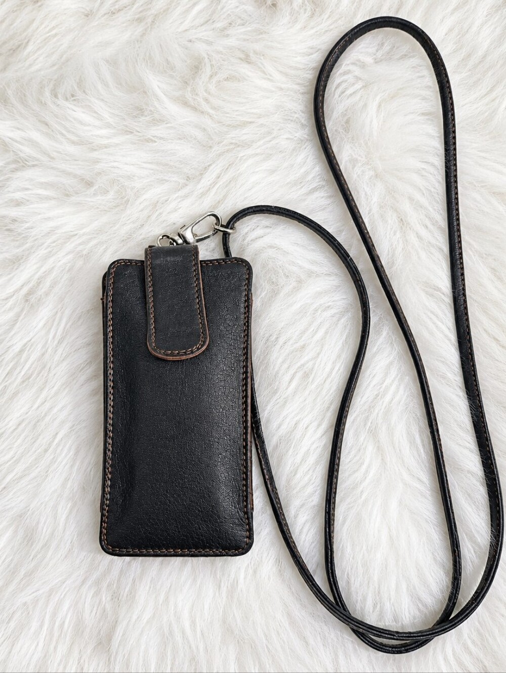Derek Alexander Black Leather Phone Holder / Wallet